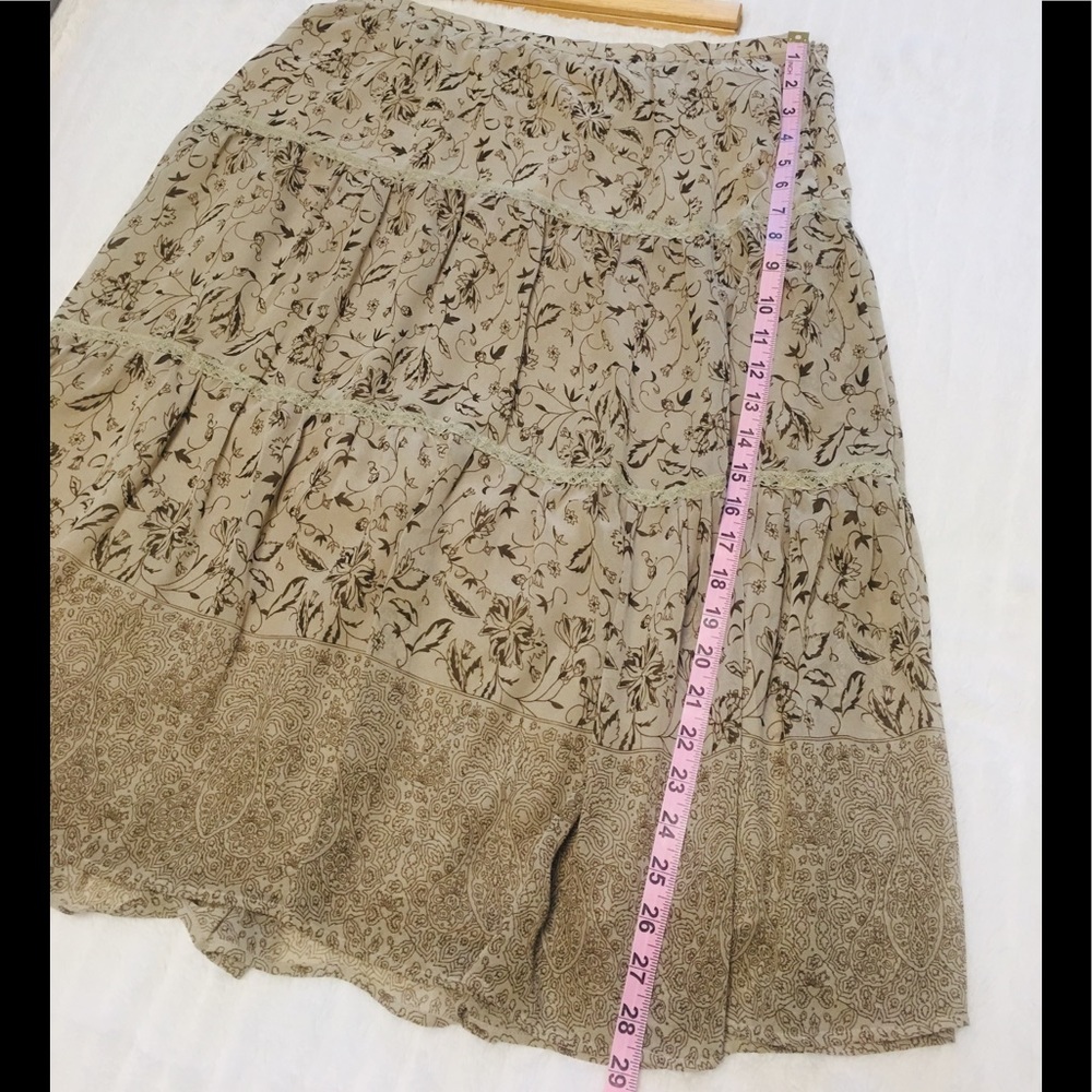 Boho Floral Leaf Gold Sparkle Lace Long Midi Skirt Christopher & Banks Size 12 - Picture 10 of 12